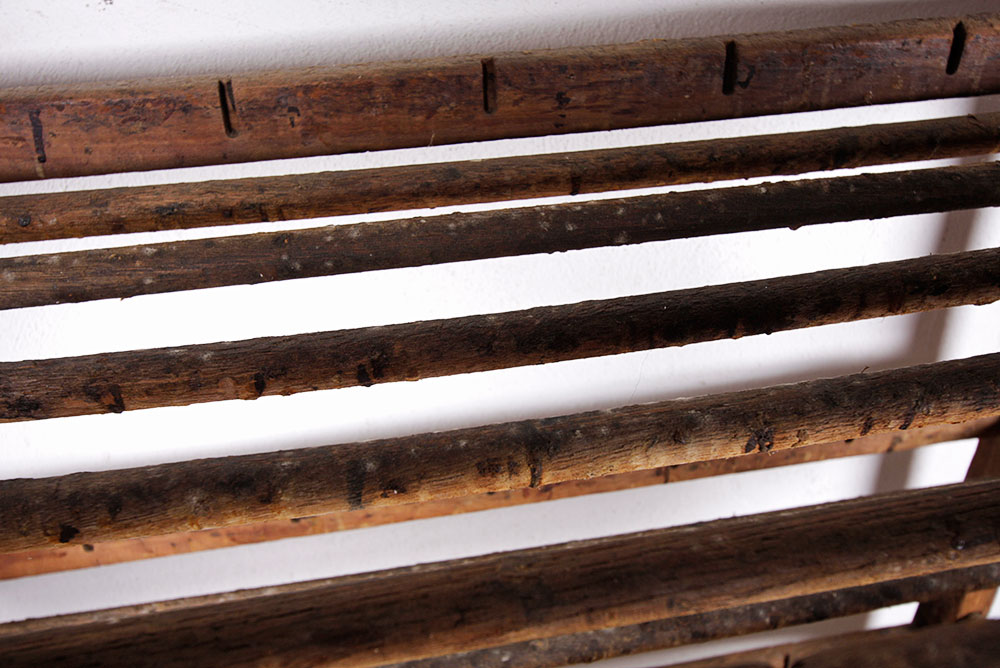 Antique Rustic Wooden Rolling Baker's Rack