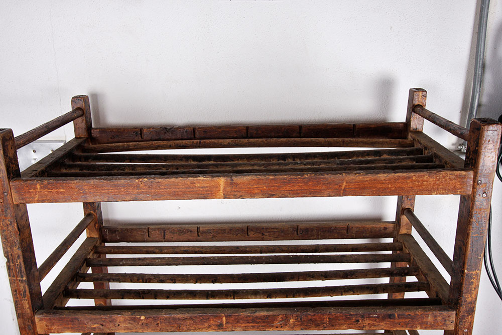 Antique Rustic Wooden Rolling Baker's Rack