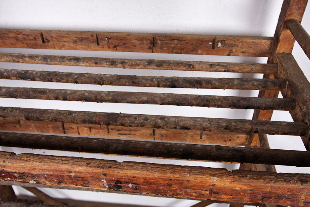 Antique Rustic Wooden Rolling Baker's Rack