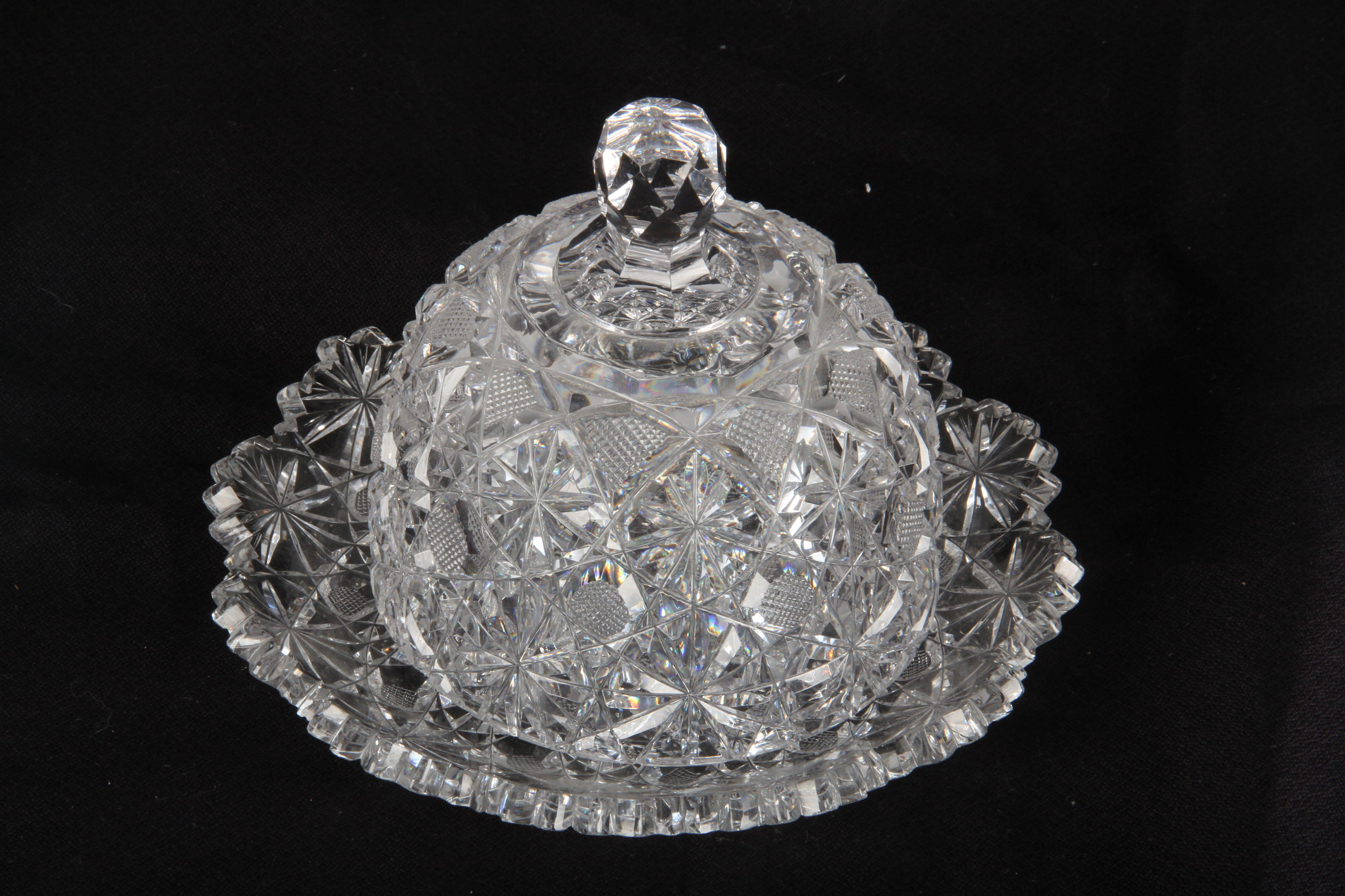 Antique Cut Glass Covered Butter Dish