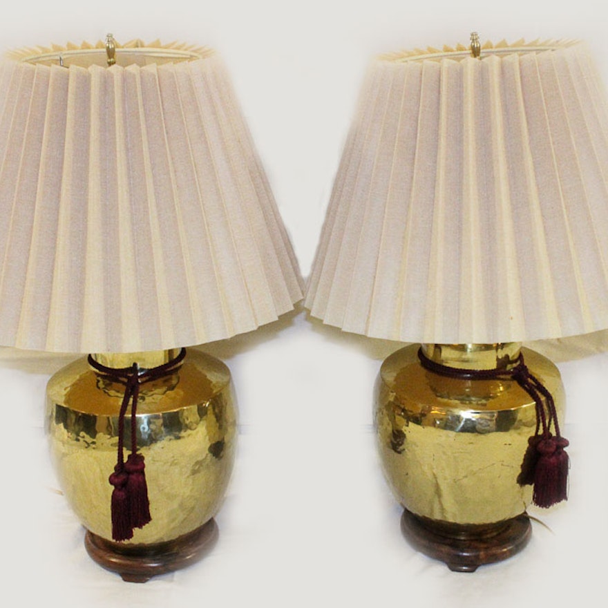 Pair of Hammered Brass Table Lamps