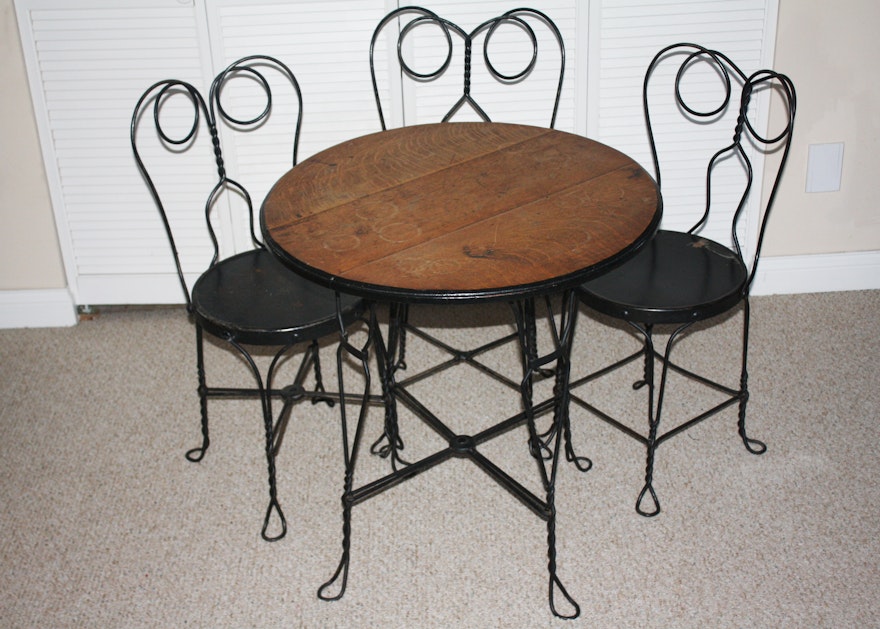 Antique Ice Cream Parlor Table and Chairs