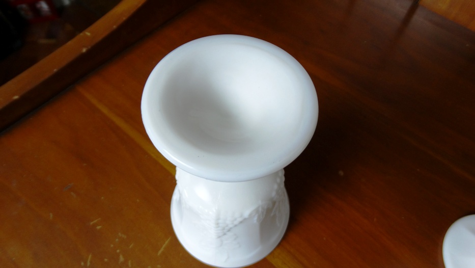 Vintage Grape Pattern Milk Glass Goblets