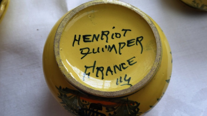 Vintage Henriot Quimper Yellow Soleil Breton Peasant Earthenware