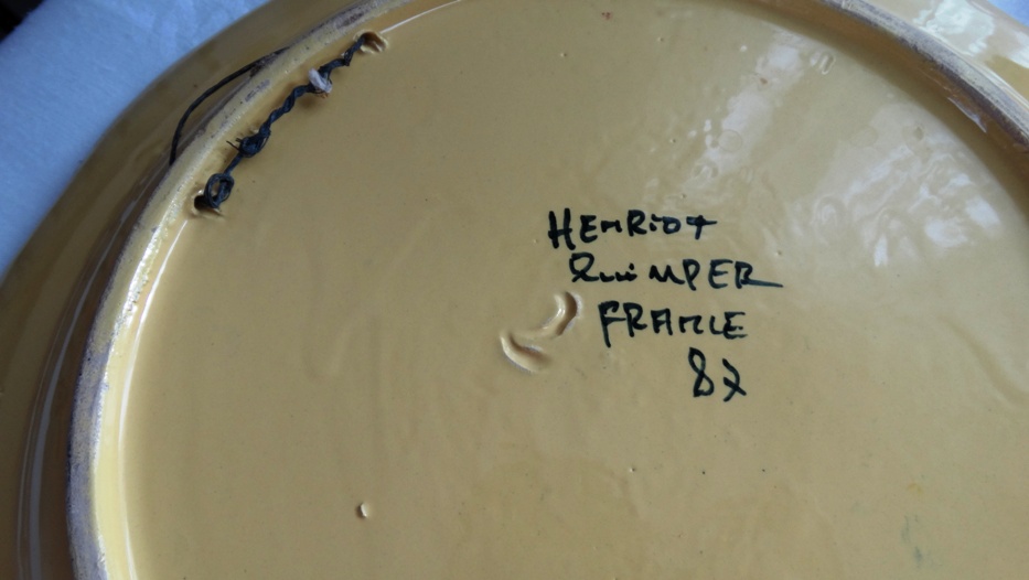 Vintage Henriot Quimper Yellow Soleil Breton Peasant Earthenware