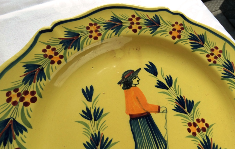 Vintage Henriot Quimper Yellow Soleil Breton Peasant Earthenware