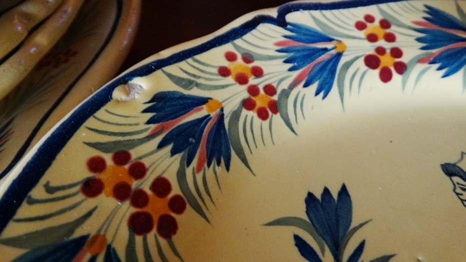 Vintage Henriot Quimper Yellow Soleil Breton Peasant Earthenware