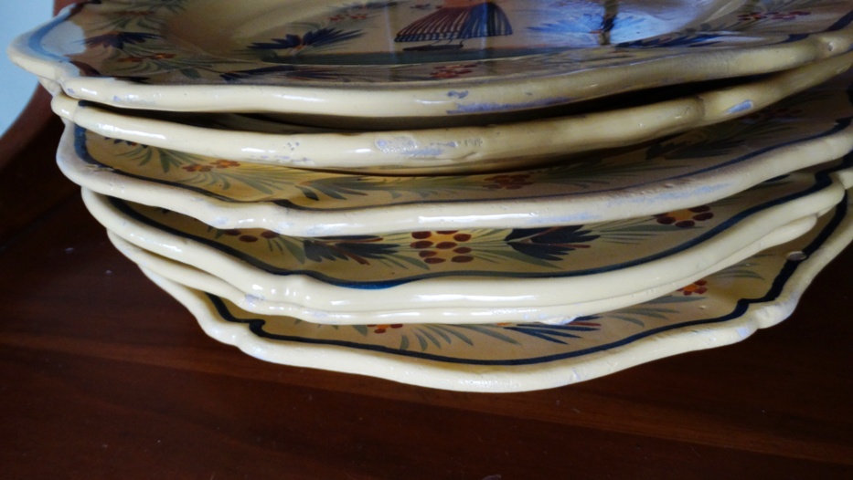 Vintage Henriot Quimper Yellow Soleil Breton Peasant Earthenware