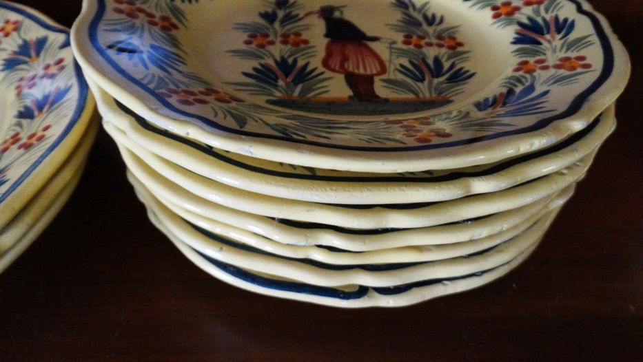 Vintage Henriot Quimper Yellow Soleil Breton Peasant Earthenware