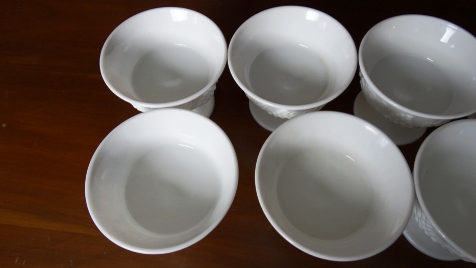 Vintage Grape Pattern Milk Glass Sherbets