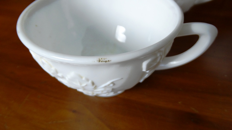 Vintage Grape Pattern Milk Glass Punch Cups