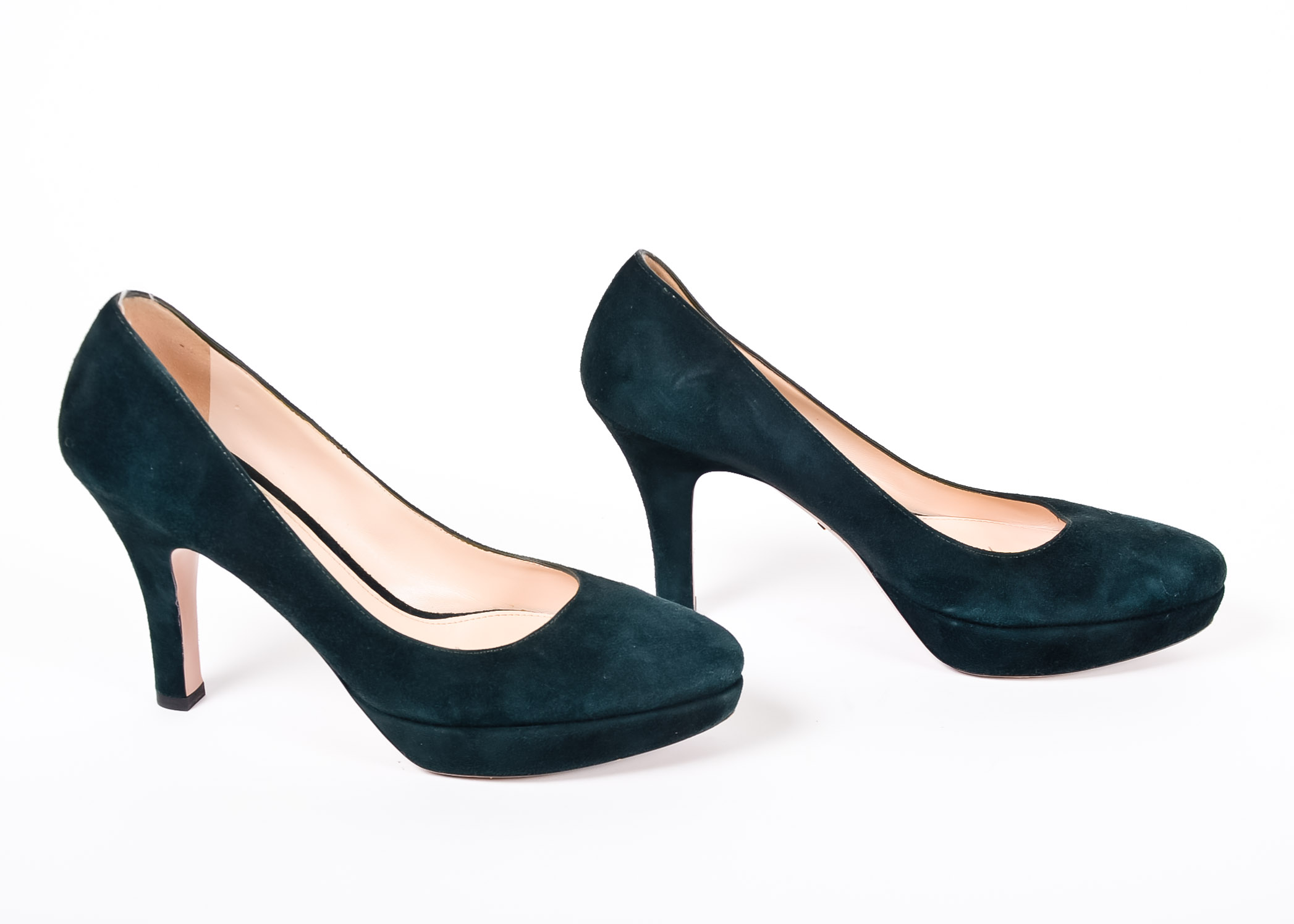 Prada Heels in Teal Suede