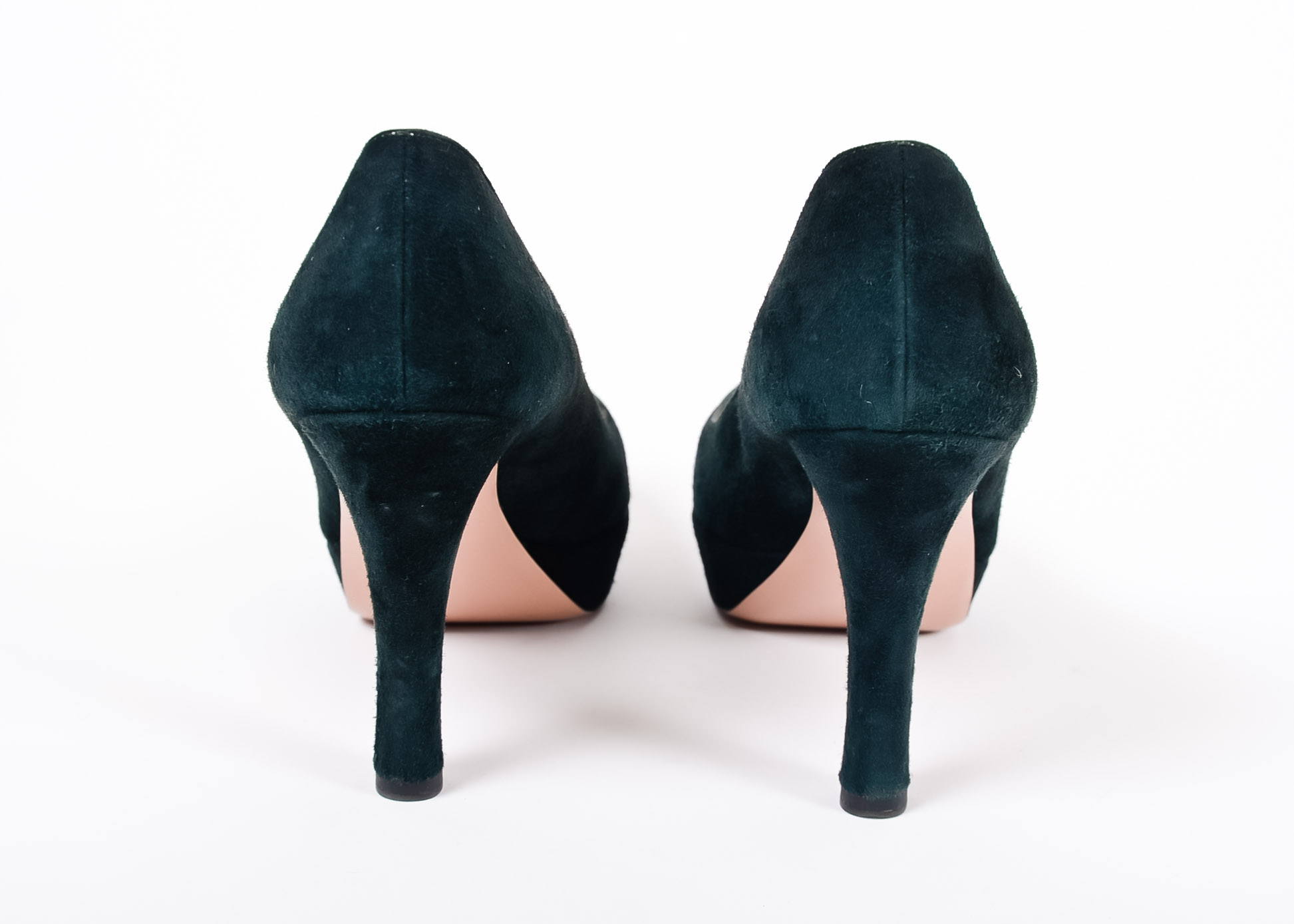 Prada Heels in Teal Suede