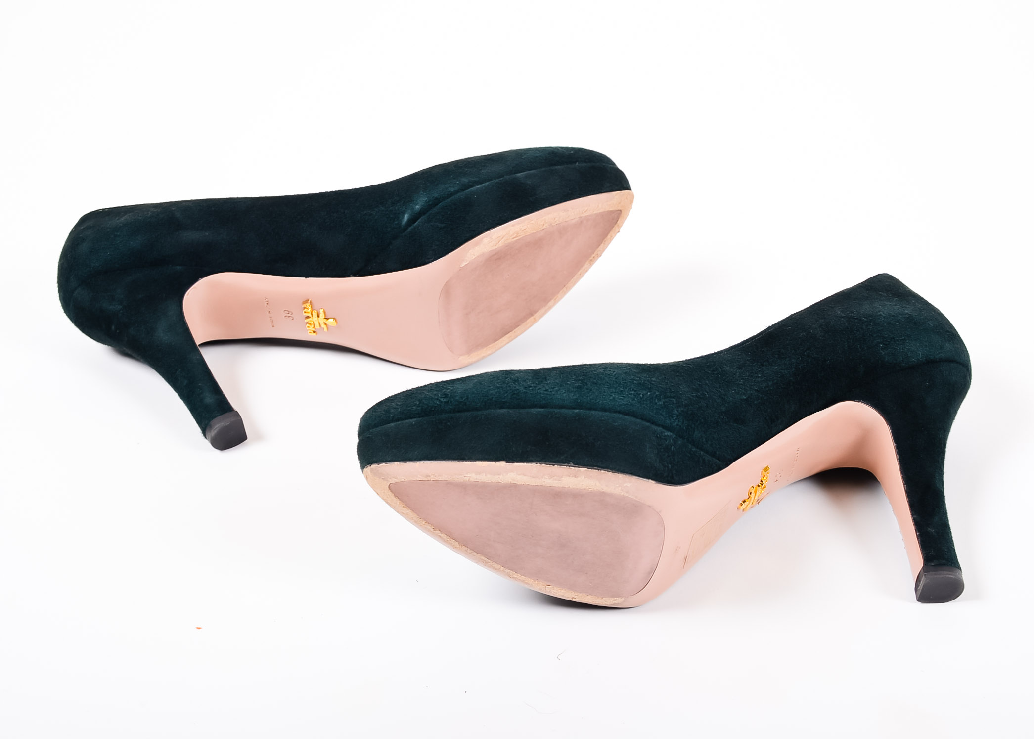 Prada Heels in Teal Suede