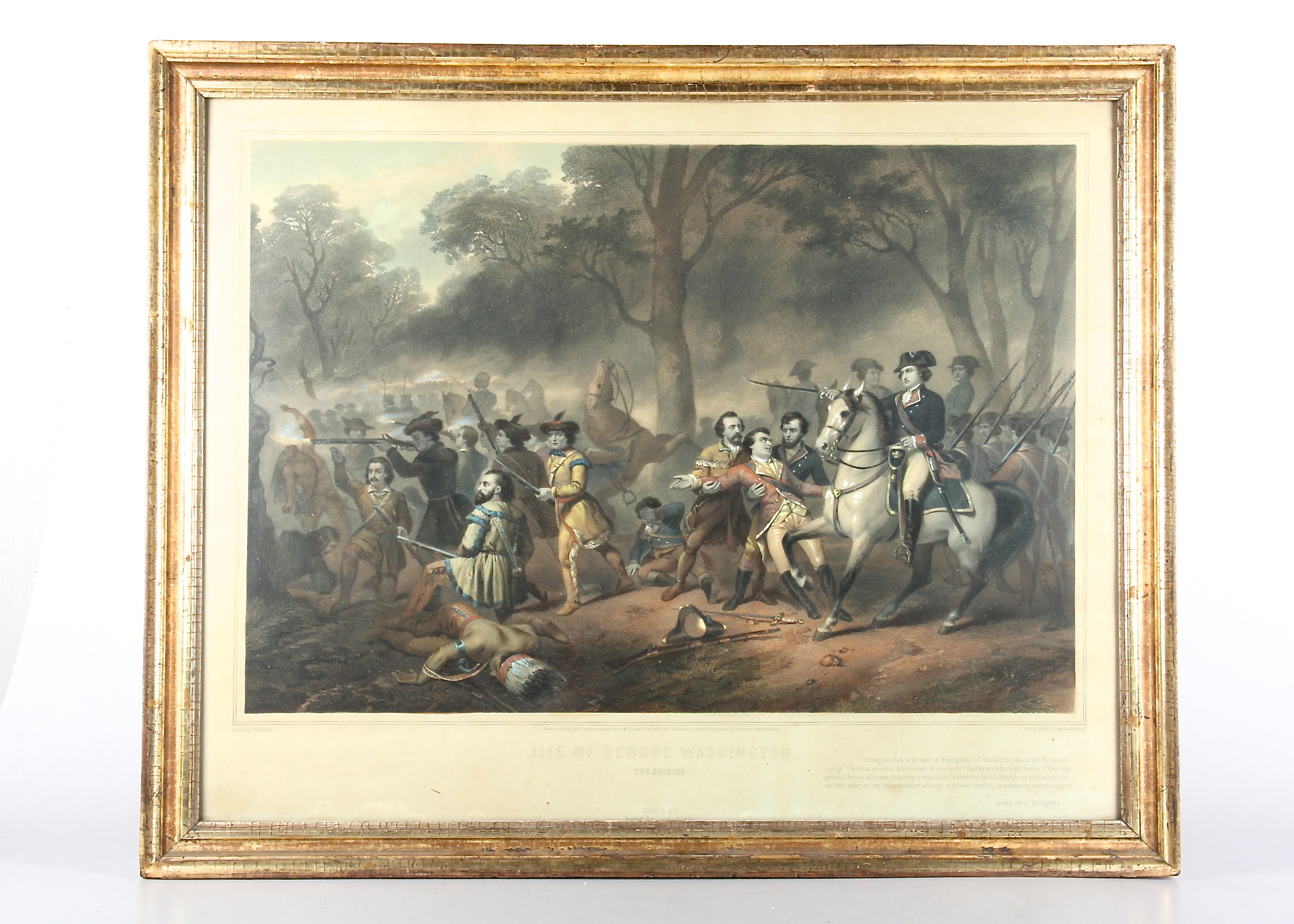 Color Lithograph "Life of George Washington" Copyright 1854