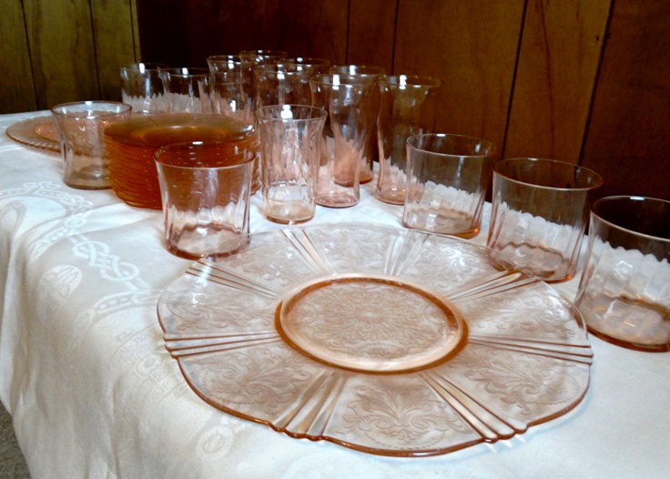 Vintage Pink Depression Dishes and Pink Beverage Glasses