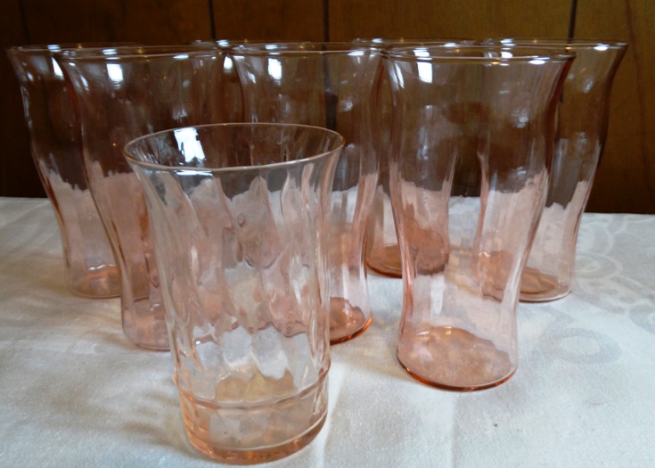 Vintage Pink Depression Dishes and Pink Beverage Glasses