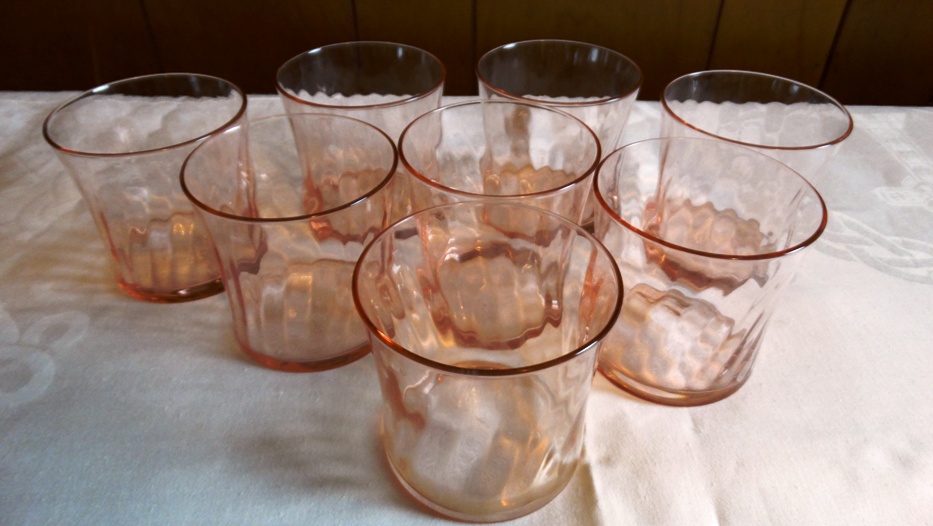 Vintage Pink Depression Dishes and Pink Beverage Glasses