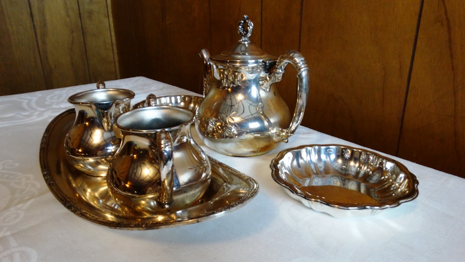 Waltham Tea and Sugar Set with Other Silverplate Pieces