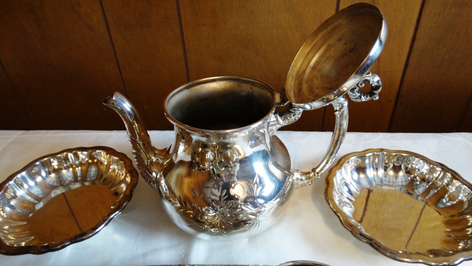 Waltham Tea and Sugar Set with Other Silverplate Pieces