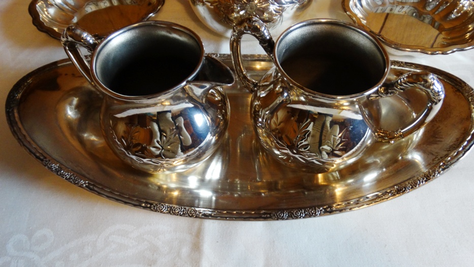 Waltham Tea and Sugar Set with Other Silverplate Pieces