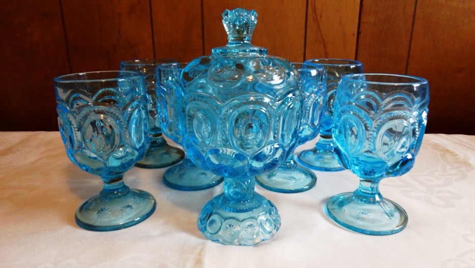 Vintage Moon and Stars Goblets and Compote