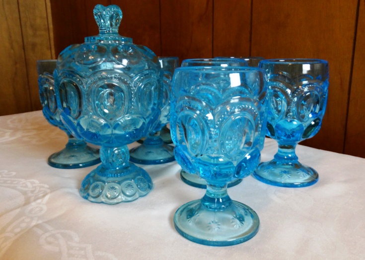 Vintage Moon and Stars Goblets and Compote
