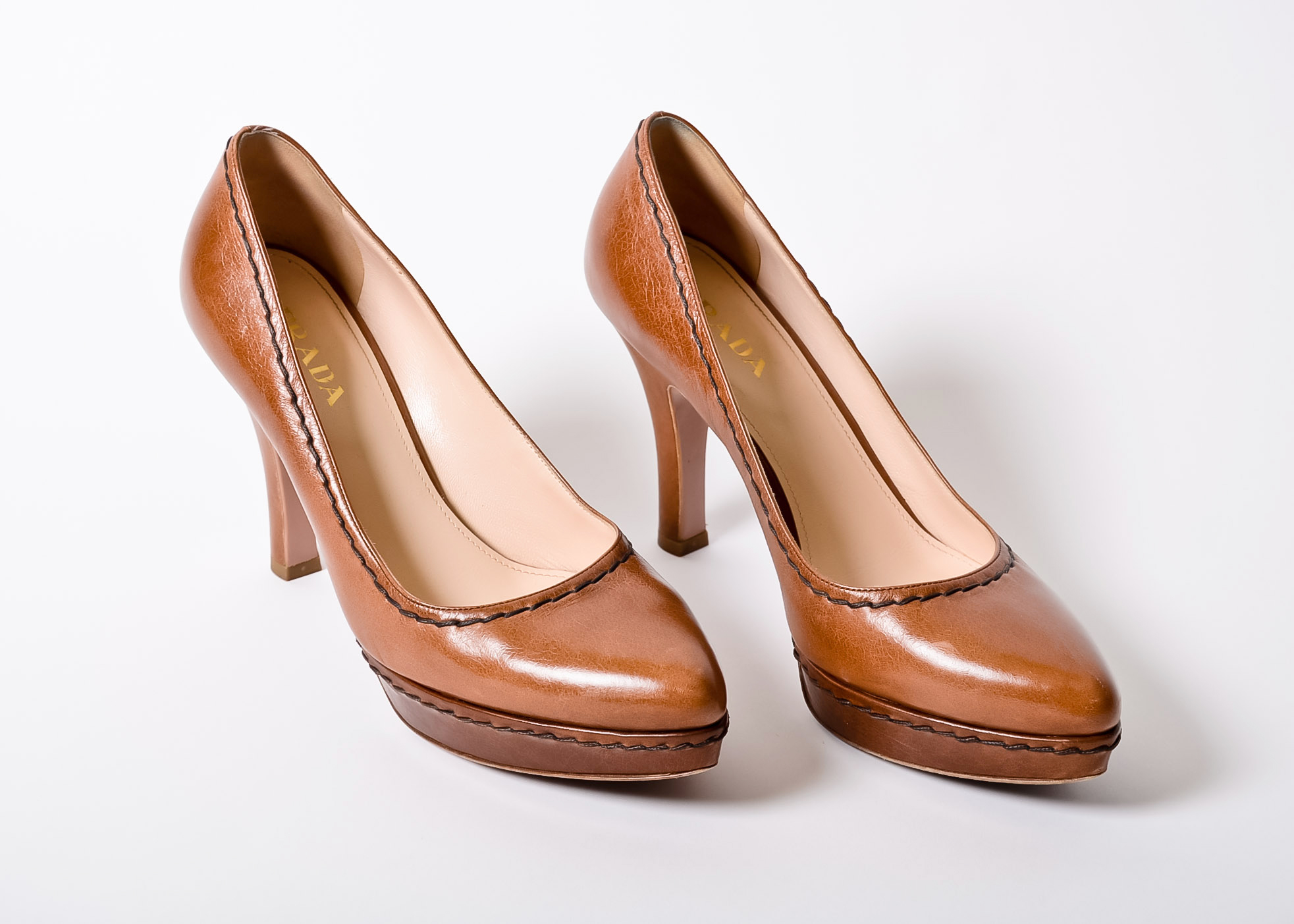 Prada Heels in Brown Leather