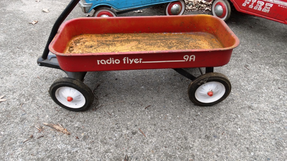 Vintage Murray Fire Car and Radio Flyer Wagon