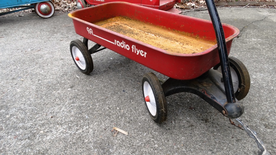 Vintage Murray Fire Car and Radio Flyer Wagon