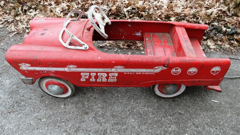 Vintage Murray Fire Car and Radio Flyer Wagon