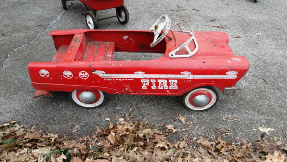 Vintage Murray Fire Car and Radio Flyer Wagon