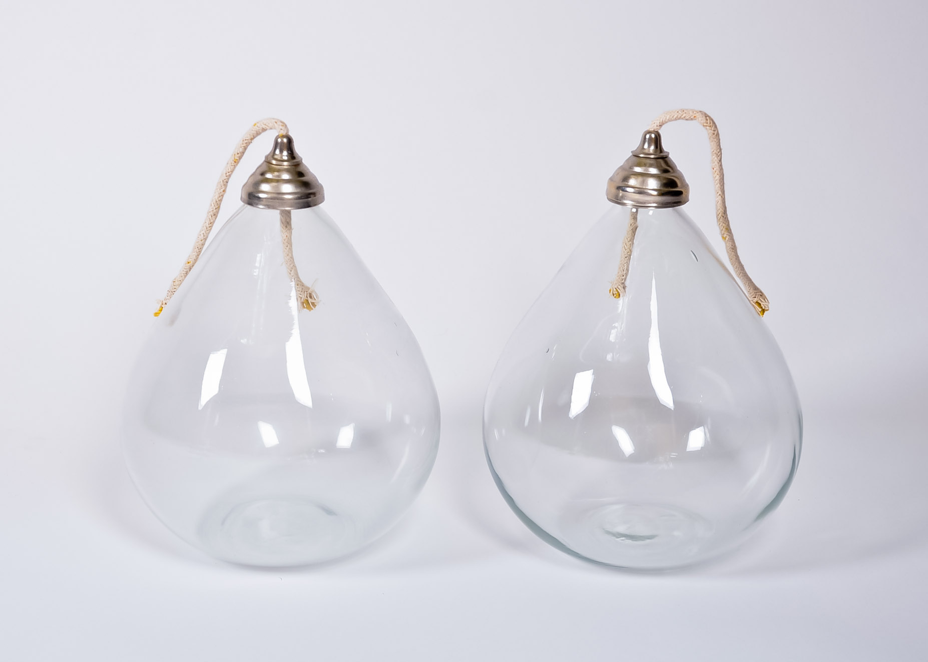 Pair of Blown Glass Oil Lamps