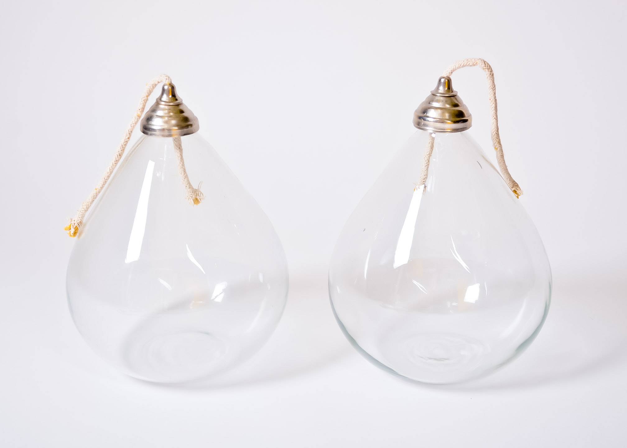 Pair of Blown Glass Oil Lamps