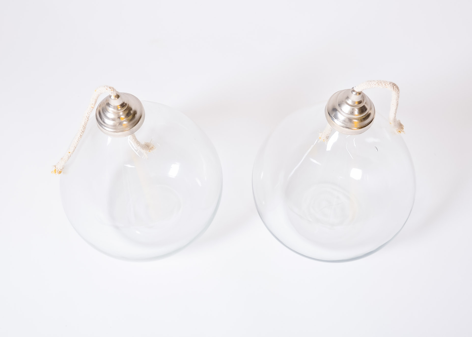 Pair of Blown Glass Oil Lamps
