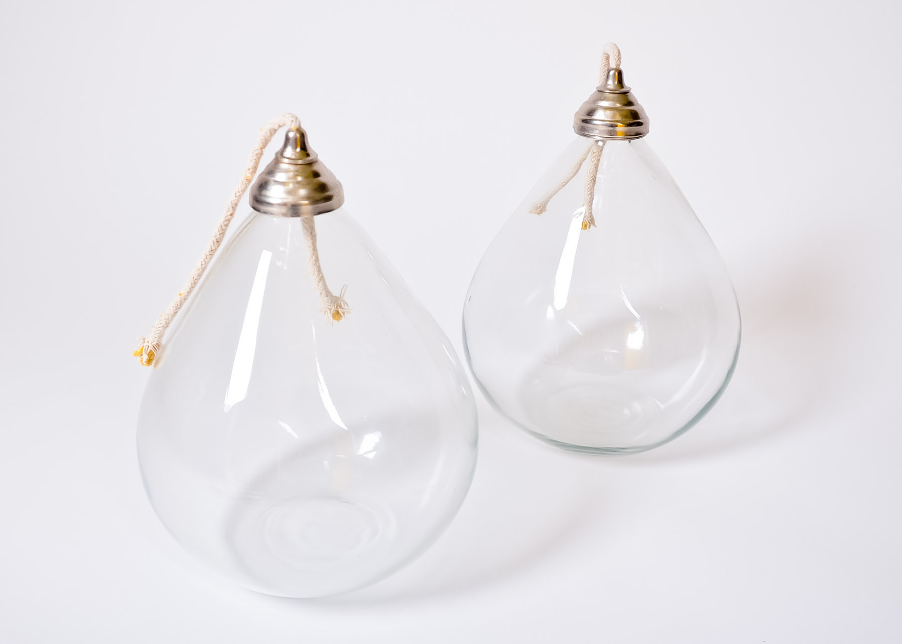 Pair of Blown Glass Oil Lamps