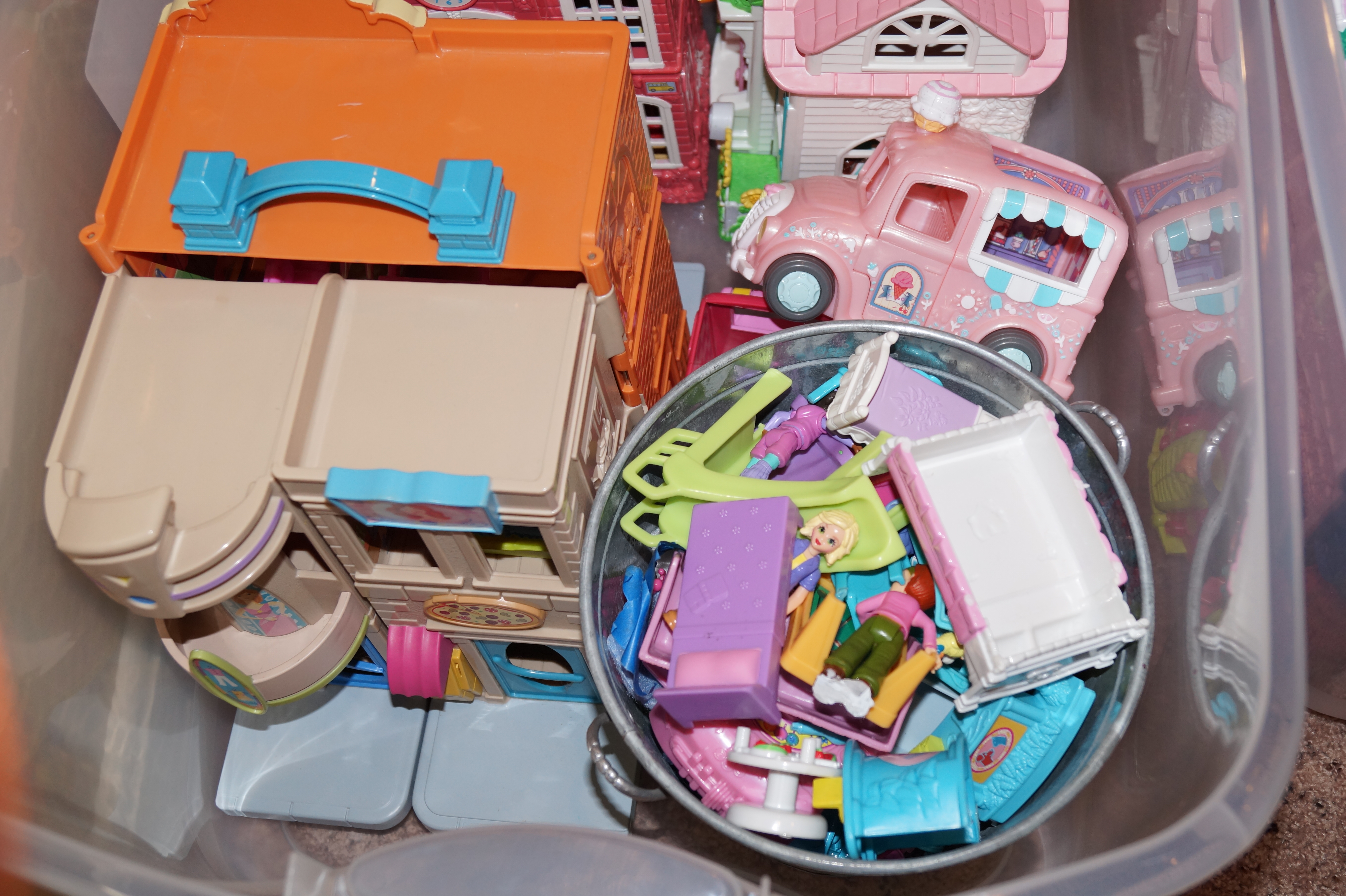 Two Bins Full of Fisher Price/Mattel Toys