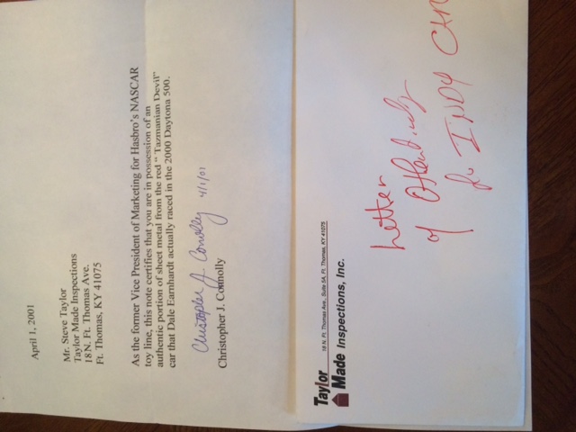 Authentic Piece of Dale Earnhardt's  Race Car "Tasmanian Devil"