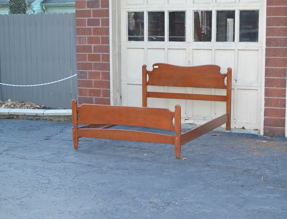 Vintage Maple Headboard, Footboard & Side Rails For Full Size Bed