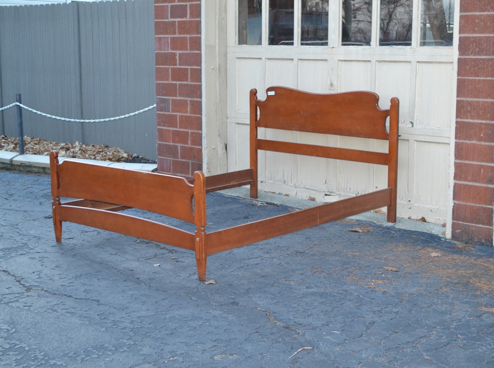 Vintage Maple Headboard, Footboard & Side Rails For Full Size Bed