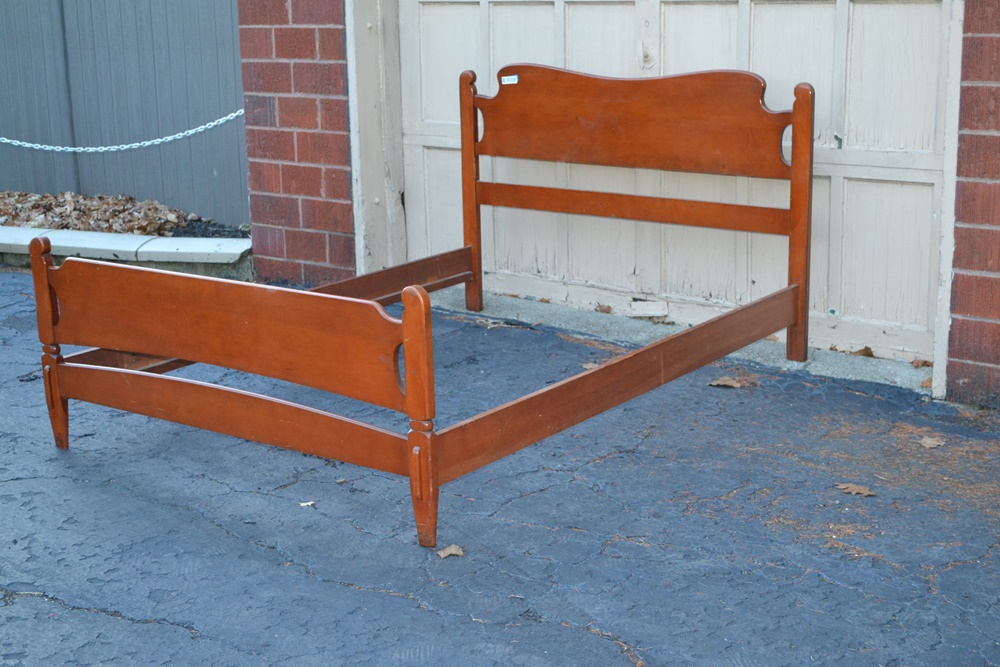 Vintage Maple Headboard, Footboard & Side Rails For Full Size Bed
