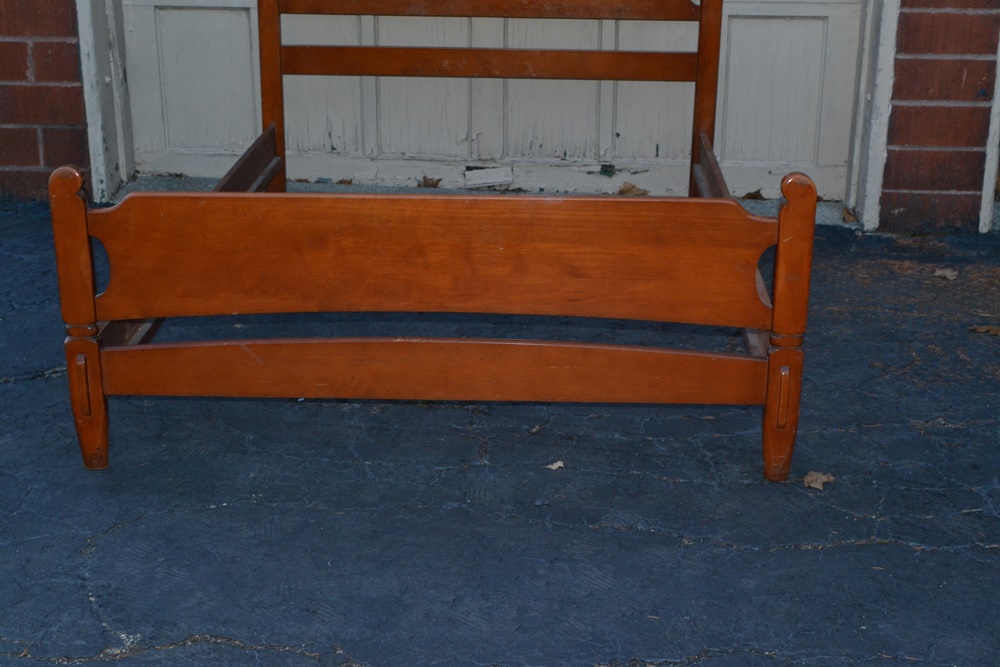 Vintage Maple Headboard, Footboard & Side Rails For Full Size Bed