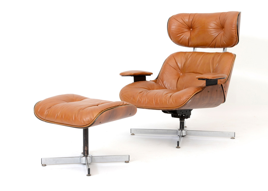 Eames Style Chair with Footstool