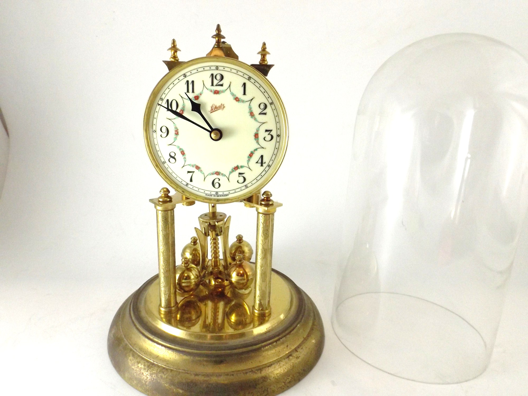 Schatz German Clock with Glass Dome