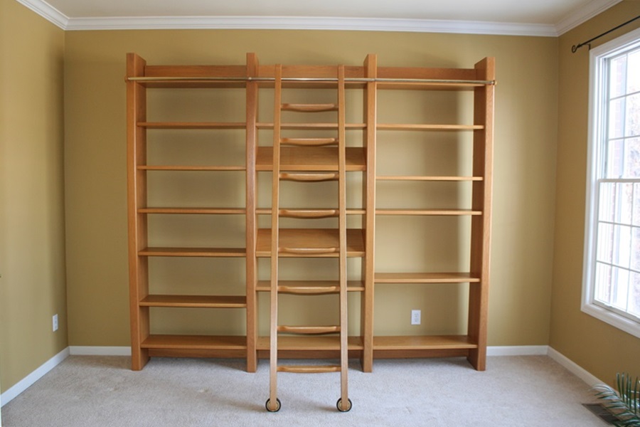 Laerkereden Wall Bookshelf with Rolling Library Ladder