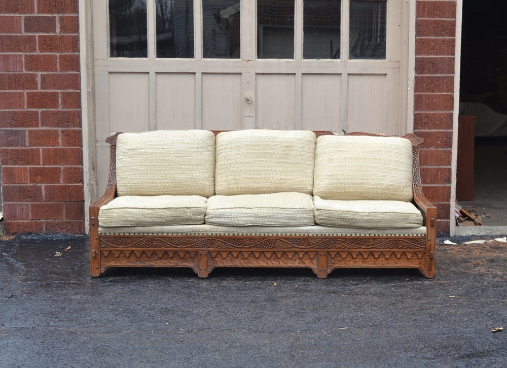 Vintage Romweber "Viking Oak" Sofa With Grapevine Design