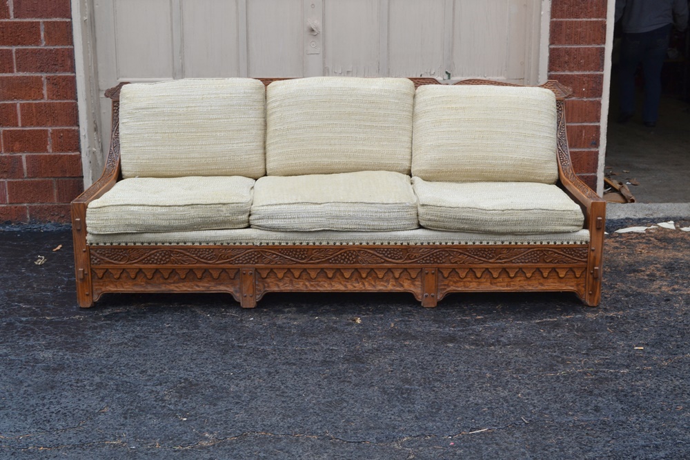 Vintage Romweber "Viking Oak" Sofa With Grapevine Design