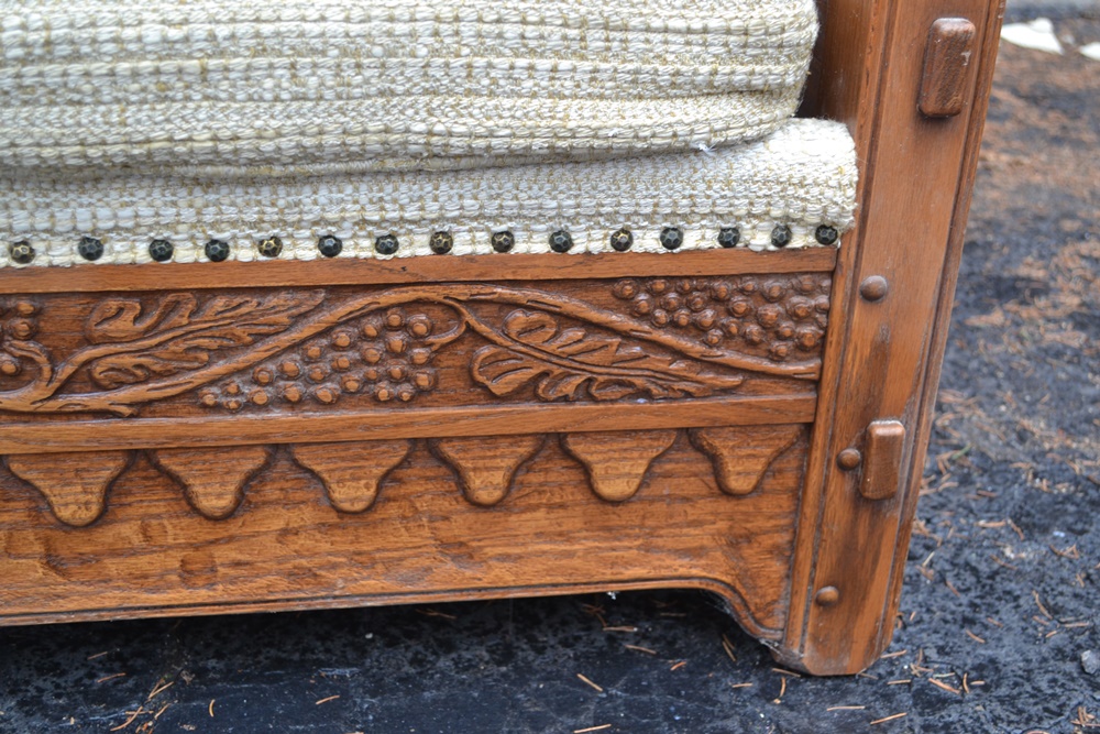 Vintage Romweber "Viking Oak" Sofa With Grapevine Design