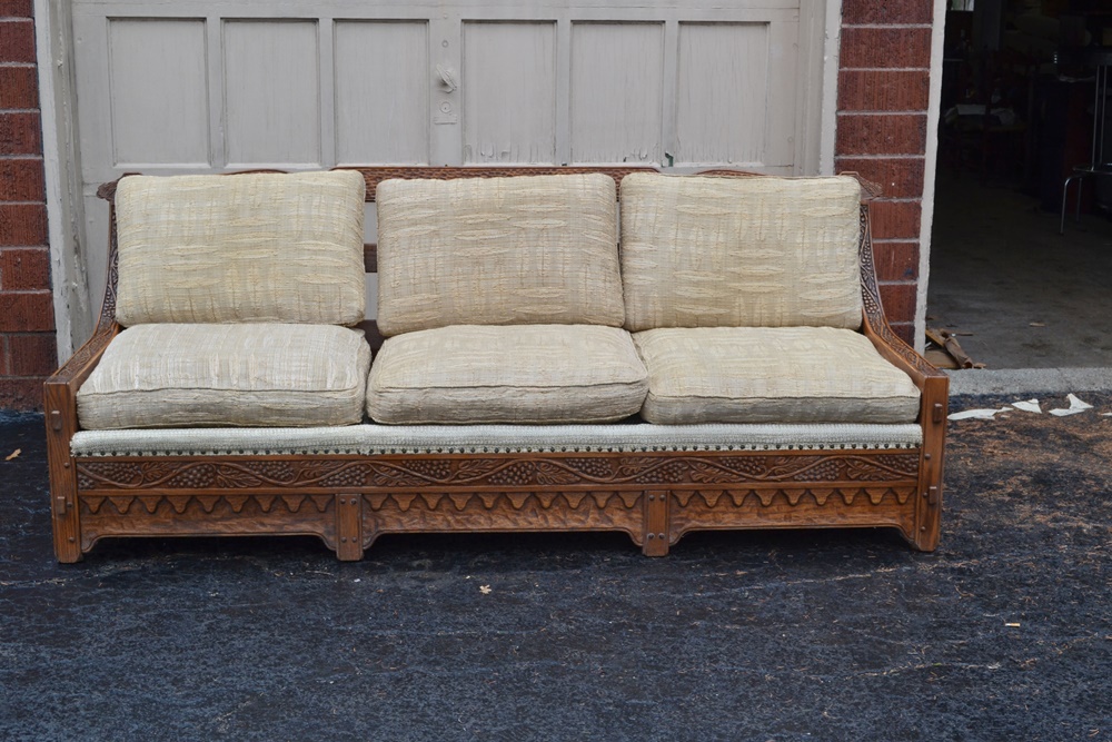 Vintage Romweber "Viking Oak" Sofa With Grapevine Design