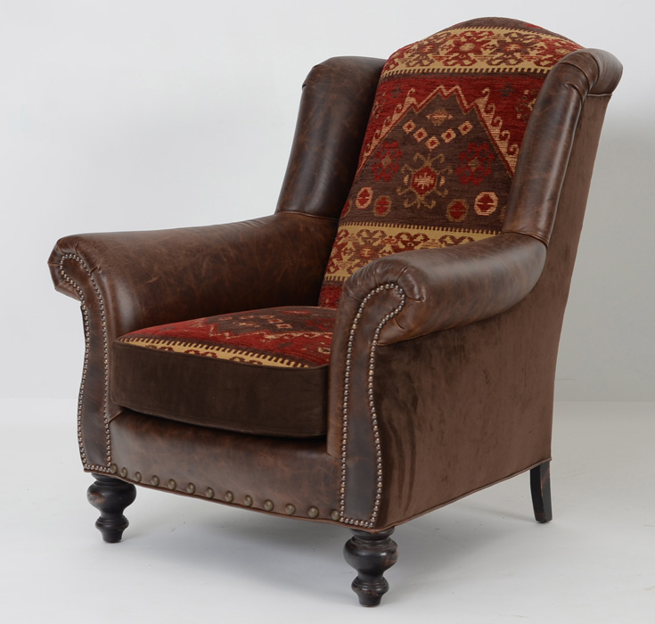 Pair of Old Hickory Tannery Southwestern Wingback Chairs